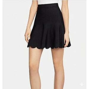 Bcbgmaxazria Black Full Scalloped Hem Mini Skirt Y2K Whimsgoth Stretch Size XS